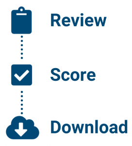 Image showing the three options jurors have: Review, Score, and Download